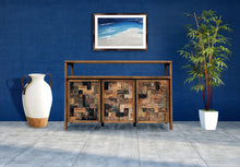 Recycled Teak Wood Mozaik Media Center / Buffet with 3 Wooden Doors - La Place USA Furniture Outlet