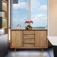 Recycled Teak Wood Gizos Bathroom Linen Cabinet with 2 doors & 4 drawers