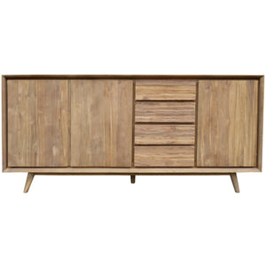 Recycled Teak Wood Retro Chest/Media Center with 3 Doors, 4 Drawers - La Place USA Furniture Outlet