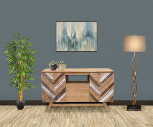 Recycled Teak Wood Brux Art Deco Dresser / Media Center, 59 Inch - La Place USA Furniture Outlet