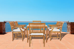 Teak Wood Bermuda Rectangular Patio Bistro Table, Dining Height (55", 63" and 71" sizes) - La Place USA Furniture Outlet