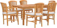 7 Piece Teak Wood Orleans 55" Patio Bistro Dining Set with 2 Arm Chairs & 4 Side Chairs