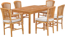 7 Piece Teak Wood Orleans 55" Patio Bistro Dining Set with 2 Arm Chairs & 4 Side Chairs