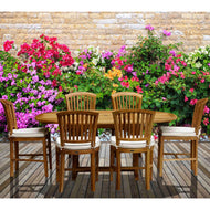 7 Piece Armless Teak Wood Orleans Table/Chair Set With Cushions - La Place USA Furniture Outlet