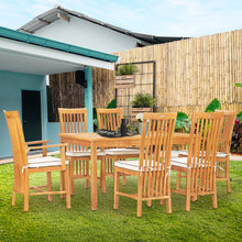 7 Piece Teak Wood Balero 55" Patio Bistro Dining Set with 2 Arm Chairs and 4 Side Chairs
