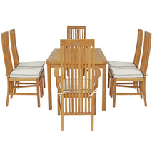 7 Piece Teak Wood West Palm 55" Patio Bistro Dining Set with 2 Arm Chairs and 4 Side Chairs