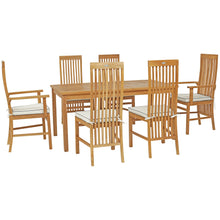 7 Piece Teak Wood West Palm 63" Patio Bistro Dining Set with 2 Arm Chairs and 4 Side Chairs