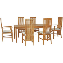 7 Piece Teak Wood West Palm 71" Patio Bistro Dining Set with 2 Arm Chairs and 4 Side Chairs