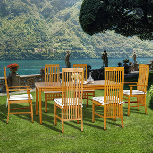 7 Piece Teak Wood West Palm 71" Patio Bistro Dining Set with 2 Arm Chairs and 4 Side Chairs