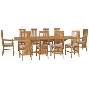 11 Piece West Palm Rectangular Double Extension Table Dining Set with 2 Arm and 8 Side Chairs