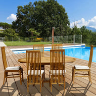 7 Piece Teak Wood West Palm Table/Chair Set With Cushions - La Place USA Furniture Outlet