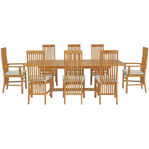 9 Piece West Palm Semi-Oval Extension Table Dining Set with 2 Arm and 6 Side Chairs