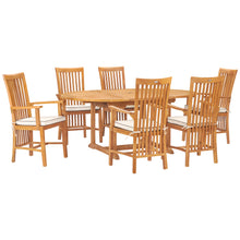 7 Piece Teak Wood Balero Round to Oval Dining Set with 6 Arm Chairs