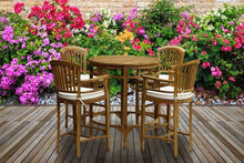 5 Piece Teak Wood Orleans Bar Table/Chair Set With Cushions - La Place USA Furniture Outlet