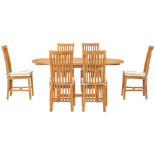 7 Piece Teak Wood Balero Round to Oval Dining Set with 6 Side Chairs