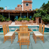 9 Piece Teak Wood West Palm Oval Extension Dining Set with 2 Arm and 6 Side Chairs