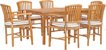 7 Piece Teak Wood Orleans 55" Patio Bistro Dining Set with 6 Arm Chairs