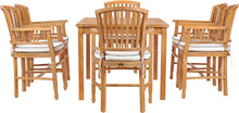 7 Piece Teak Wood Orleans 55" Patio Bistro Dining Set with 6 Arm Chairs