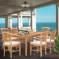 7 Piece Teak Wood Orleans 63" Patio Bistro Dining Set with 6 Side Chairs