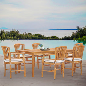 7 Piece Teak Wood Orleans 71" Patio Bistro Dining Set with 6 Arm Chairs
