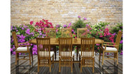 9 Piece Oval Teak Wood Balero Table/Chair Set With Cushions - La Place USA Furniture Outlet