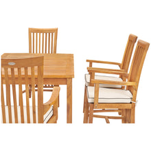 7 Piece Teak Wood Balero 55" Bistro Dining Set with 6 Arm Chairs