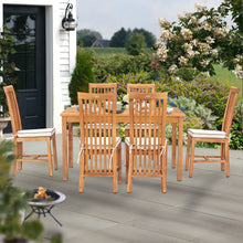 7 Piece Teak Wood Balero 55" Bistro Dining Set with 6 Side Chairs