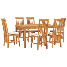 7 Piece Teak Wood Balero 55" Bistro Dining Set with 6 Side Chairs