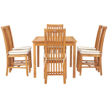 7 Piece Teak Wood Balero 55" Bistro Dining Set with 6 Side Chairs