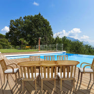 9 Piece Oval Teak Wood Boston Table/Chair Set With Cushions - La Place USA Furniture Outlet