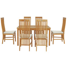 7 Piece Teak Wood West Palm 55" Bistro Dining Set with 6 Side Chairs