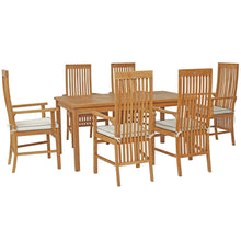 7 Piece Teak Wood West Palm 63" Bistro Dining Set with 6 Arm Chairs