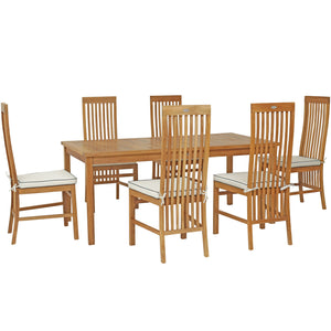 7 Piece Teak Wood West Palm 71" Bistro Dining Set with 6 Side Chairs