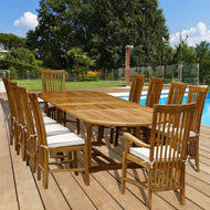 11 Piece Oval Teak Wood Balero Table/Chair Set With Cushions - La Place USA Furniture Outlet