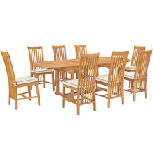 9 Piece Teak Wood Balero Outdoor Patio Dining Set including Oval Extension Table & 8 Side Chairs