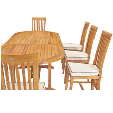 9 Piece Teak Wood Balero Outdoor Patio Dining Set including Oval Extension Table & 8 Side Chairs