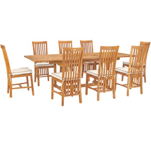 9 Piece Teak Wood Balero Outdoor Patio Dining Set including Rectangular Extension Table & 8 Side Chairs