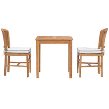 3 Piece Teak Wood Orleans Intimate Bistro Dining Set including 27" Square Table and 2 Side Chairs