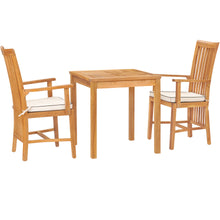 3 Piece Teak Wood Balero Intimate Bistro Dining Set including 27" Table and 2 Arm Chairs