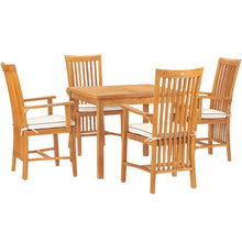 5 Piece Teak Wood Balero Patio Bistro Dining Set including 35" Table and 4 Arm Chairs