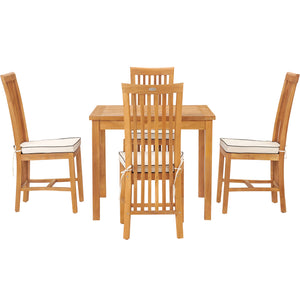 5 Piece Teak Wood Balero Patio Bistro Dining Set including 35" Table and 4 Side Chairs