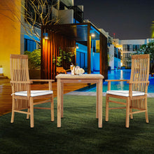 3 Piece Teak Wood West Palm Intimate Bistro Dining Set including 27" Table and 2 Arm Chairs