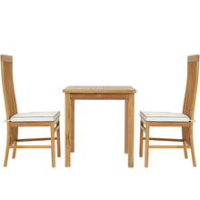 3 Piece Teak Wood West Palm Intimate Bistro Dining Set including 27" Table and 2 Side Chairs
