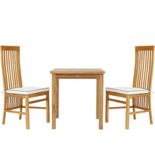 3 Piece Teak Wood West Palm Intimate Bistro Dining Set including 27" Table and 2 Side Chairs