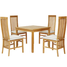 5 Piece Teak Wood West Palm Patio Bistro Dining Set including 35" Table and 4 Side Chairs