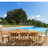 9 Piece Rectangular Teak Wood Boston Table/Chair Set With Cushions - La Place USA Furniture Outlet