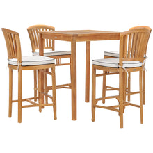 5 Piece Teak Wood Orleans Patio Bistro Bar Set with 35" Square Table & 4 Barstools