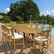 11 Piece Teak Wood Orleans Table/Chair Set With Cushions - La Place USA Furniture Outlet