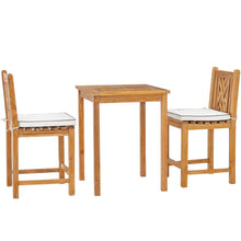 3 Piece Teak Wood Chippendale Bistro Counter Dining Set including 27" Table & 2 Counter Stools
