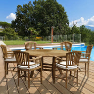 7 Piece Teak Wood Sun Table/Chair Set With Cushions - La Place USA Furniture Outlet